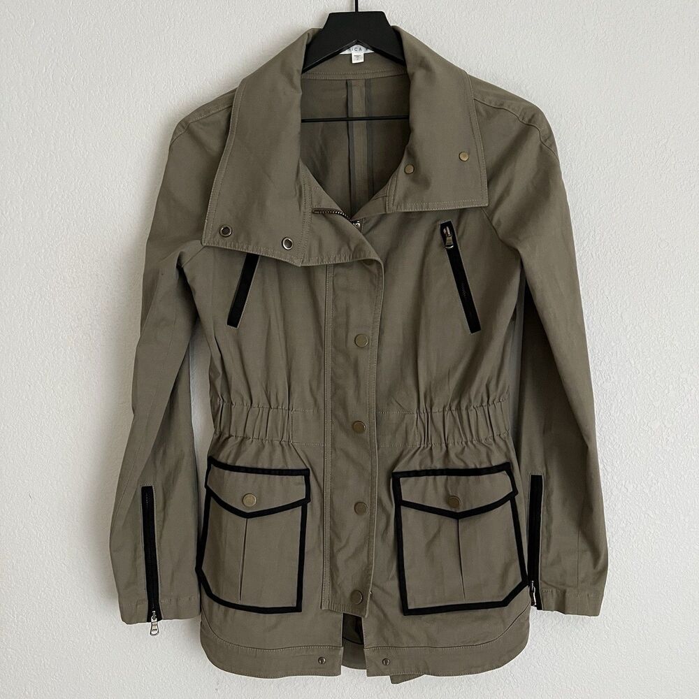 Veronica Beard Pipes & Shaw Military Jacket Size 2 Olive Green